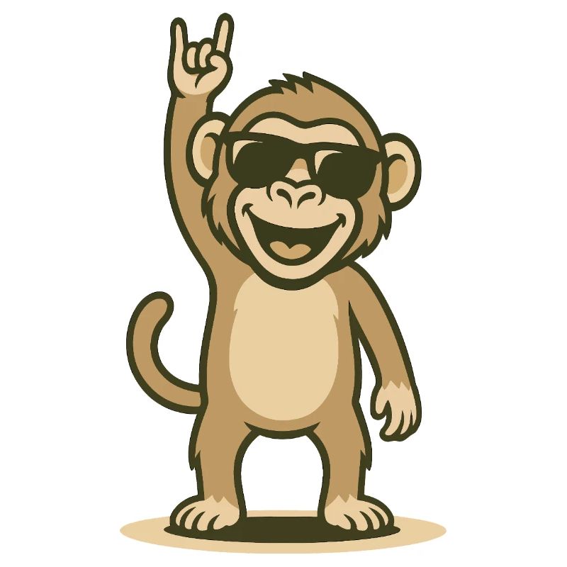 Cool rocker baboon with sunglasses