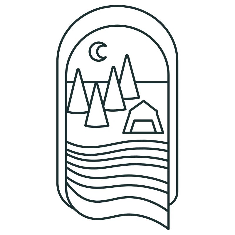 BOHO Waldcamp mit Bäumen und Fluss