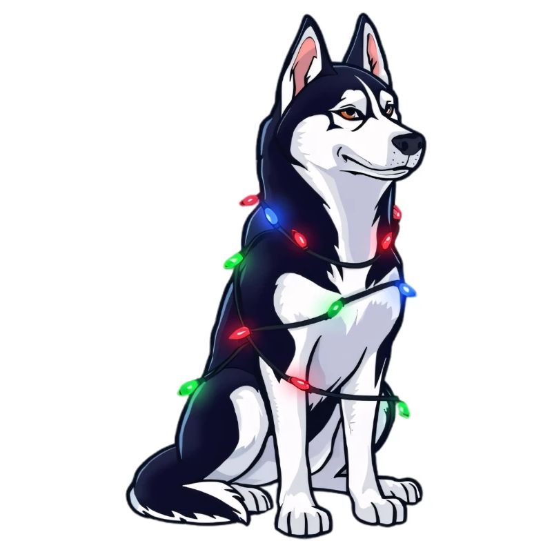 Husky Mit Weihnachtslichtern