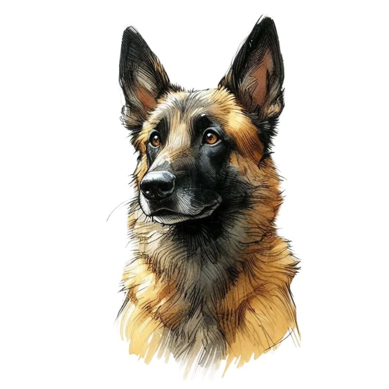 German Shepherd Portrait Illustration