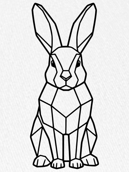 Geometrischer Hase Low Poly Outline