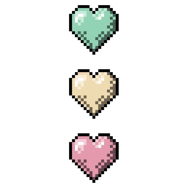 Retro Pixel Art Hearts Stack