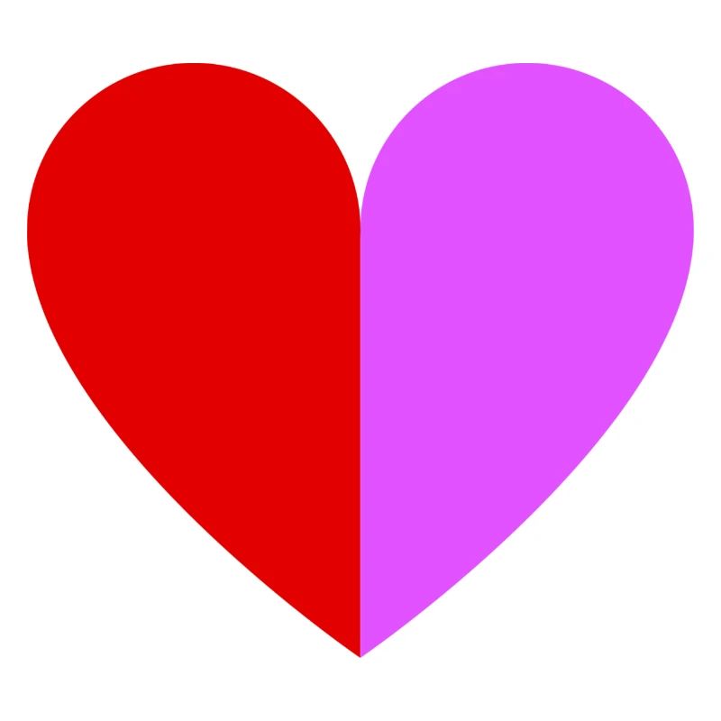 Two-tone heart dark red-pink