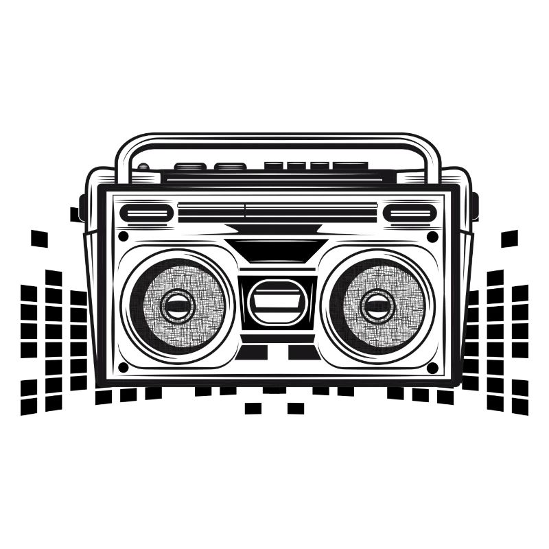 Cassette recorder in 80s stencil look