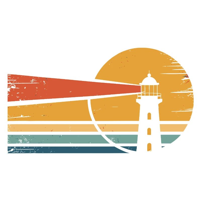 Lighthouse Retro Sunset