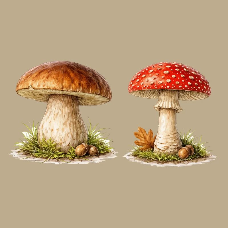 Champignons de la forêt dans le style aquarelle