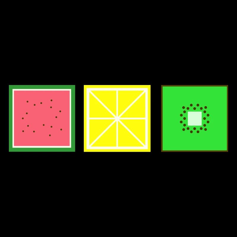DIGITAL - Pixel FRUIT Melon - Citron - Kiwi