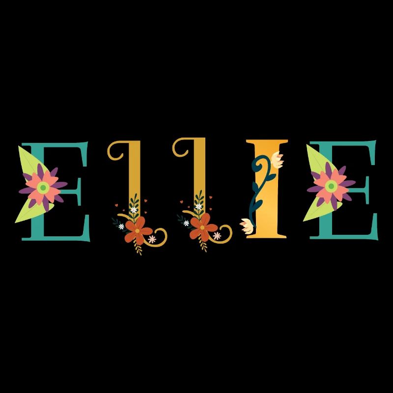 ART DU NOM ELLIE avec des fleurs brodées
