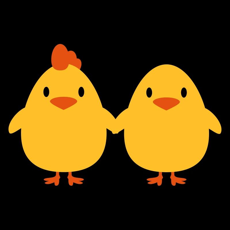 Poussins amoureux coq et la poule