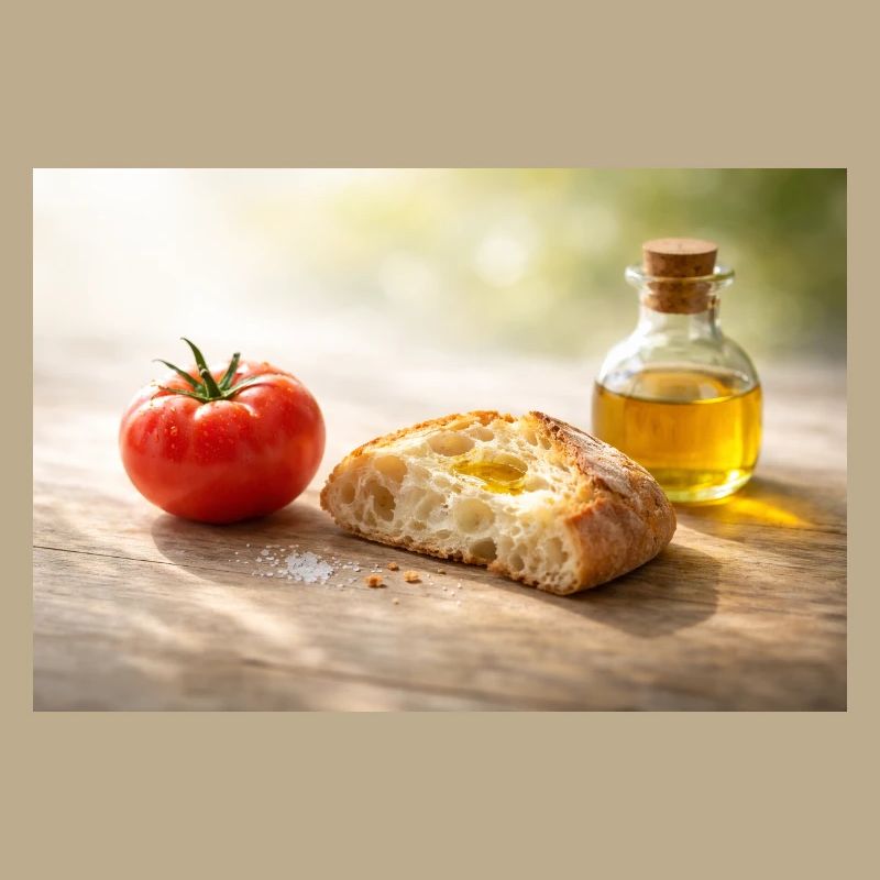 Tomate. Brot. Öl.
