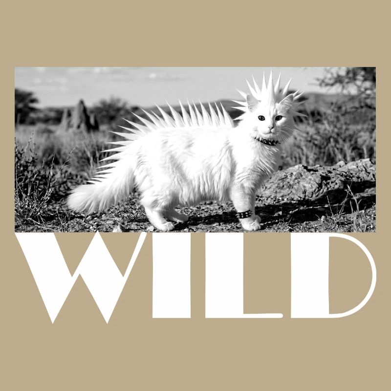 Wild punky cat with spiked mane wild