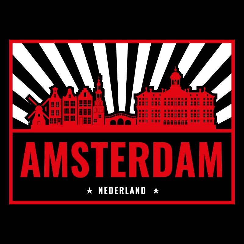 Amsterdam Skyline Red Silhouette