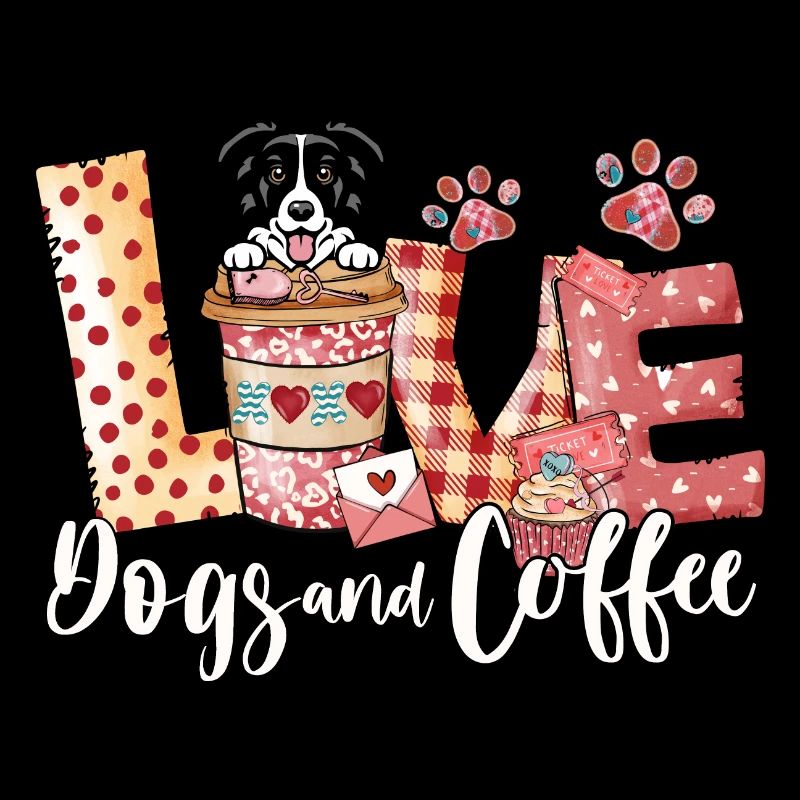 Border Collie Hund Kaffee Liebhaber Valentinstag