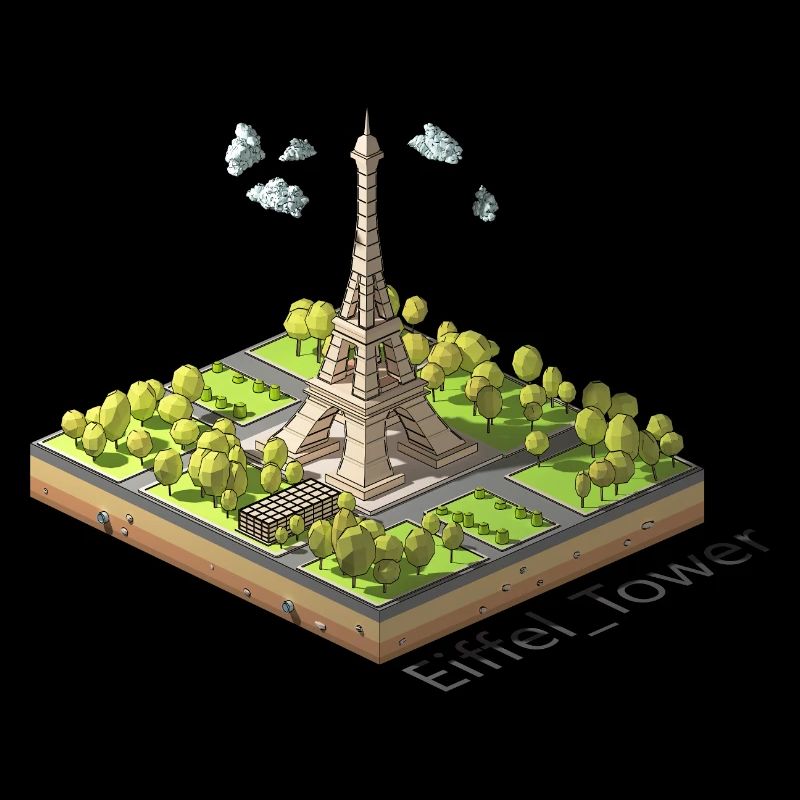 Tour Eiffel low poly géométrique