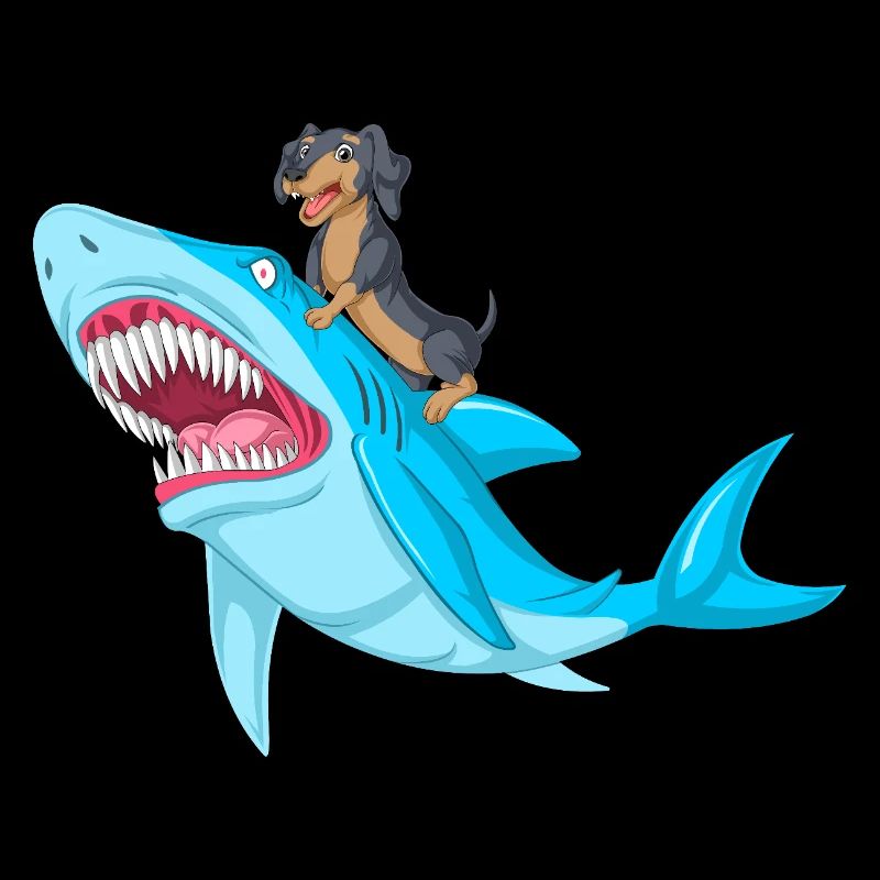 Dachshund Riding Shark Tee