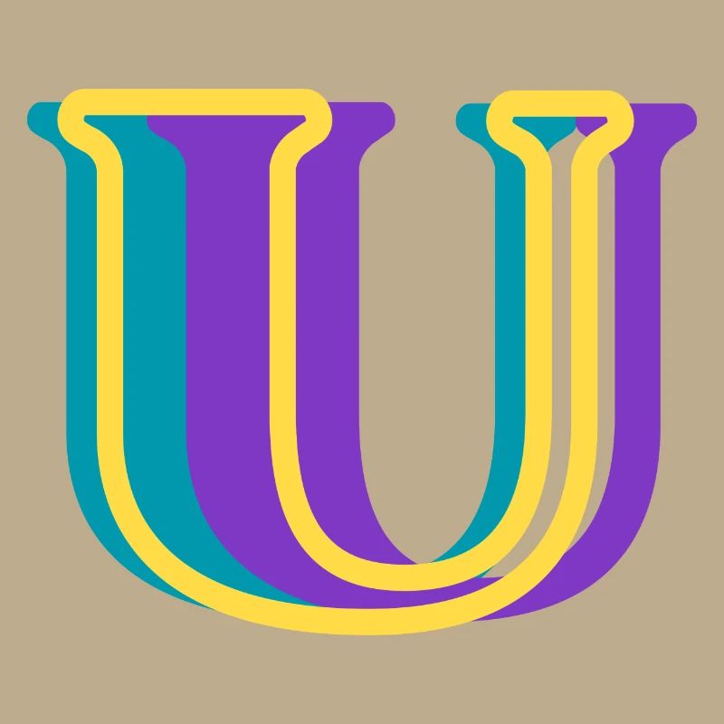 Multicolored letter u