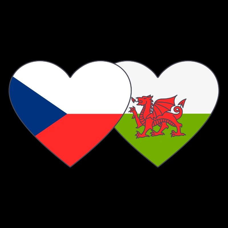 Drapeau de la République tchèque Pays de Galles Coeur