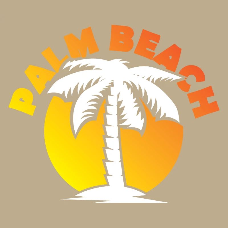 Palm Beach Palm Tree Sun Sunset Icon
