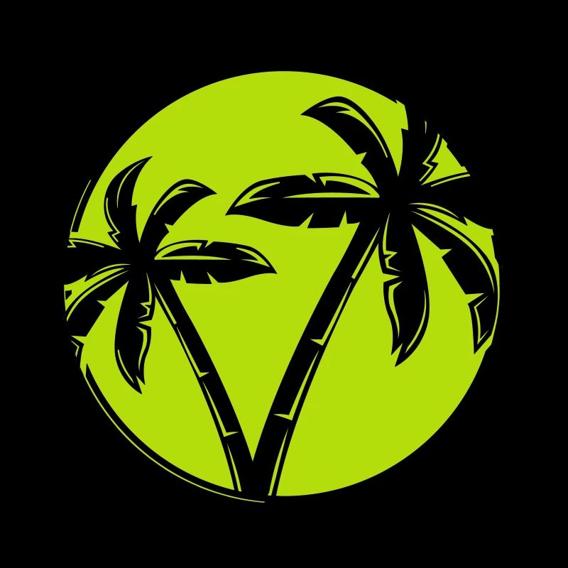 Palm Tree Silhouette Circle 1