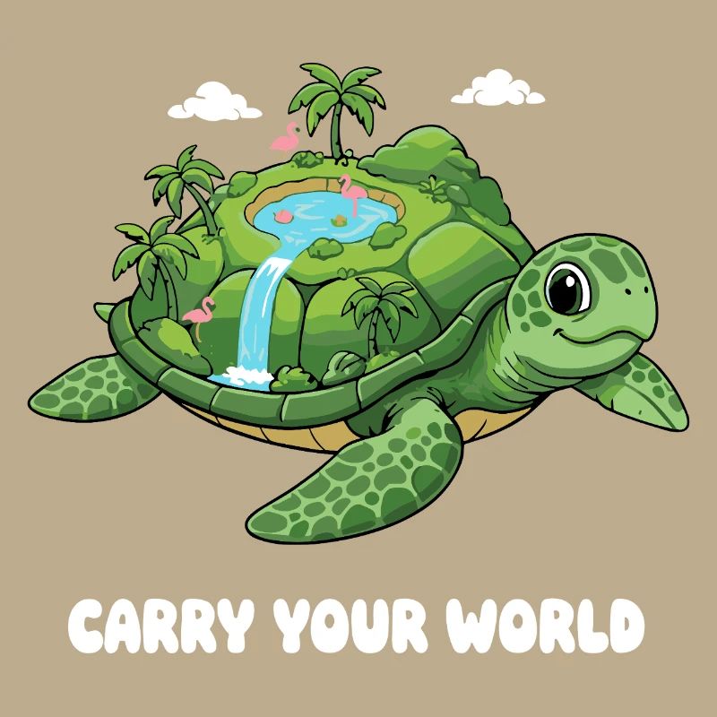 Island turtle with waterfall