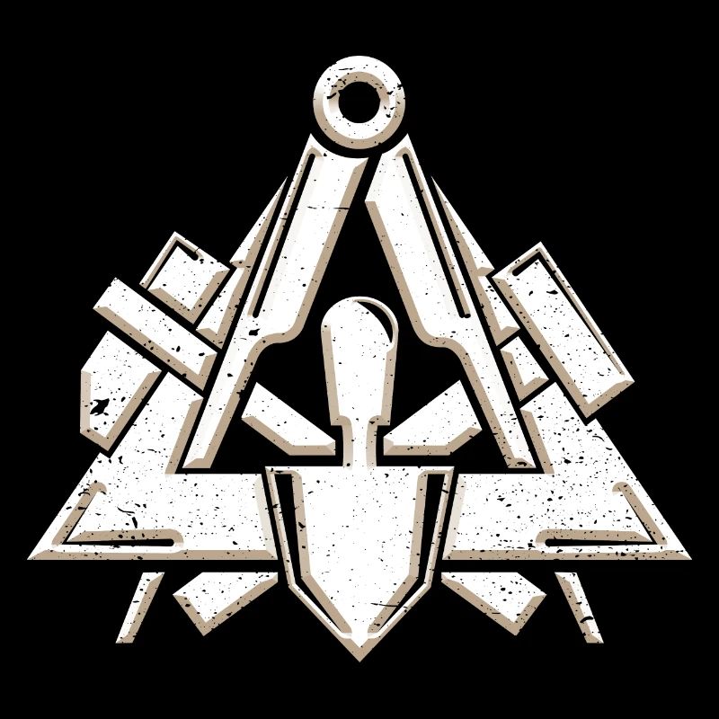 Symbole de la guilde des maçons dans un look grunge 3d cool