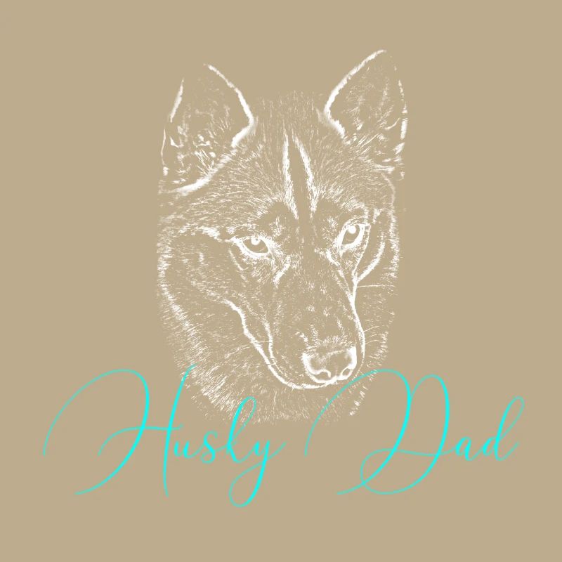 Husky Dad Silhouette Neon Script