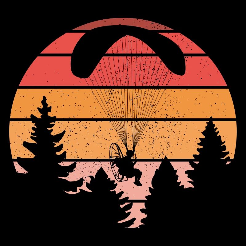 Sunset Paragliding Silhouette Design