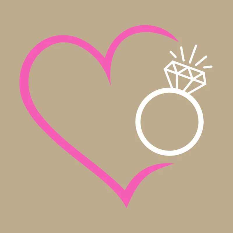 Heart with diamond ring, wedding ring, wedding ring, bride