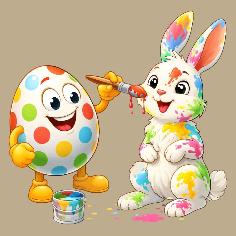 Funny Easter Egg Paints Happy Easter Bunny