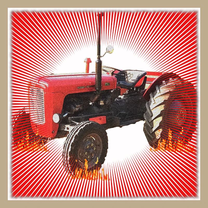 Roter Traktor mit Strahlendes Muster
