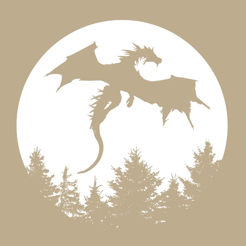 Dragon devant la lune dans une forêt