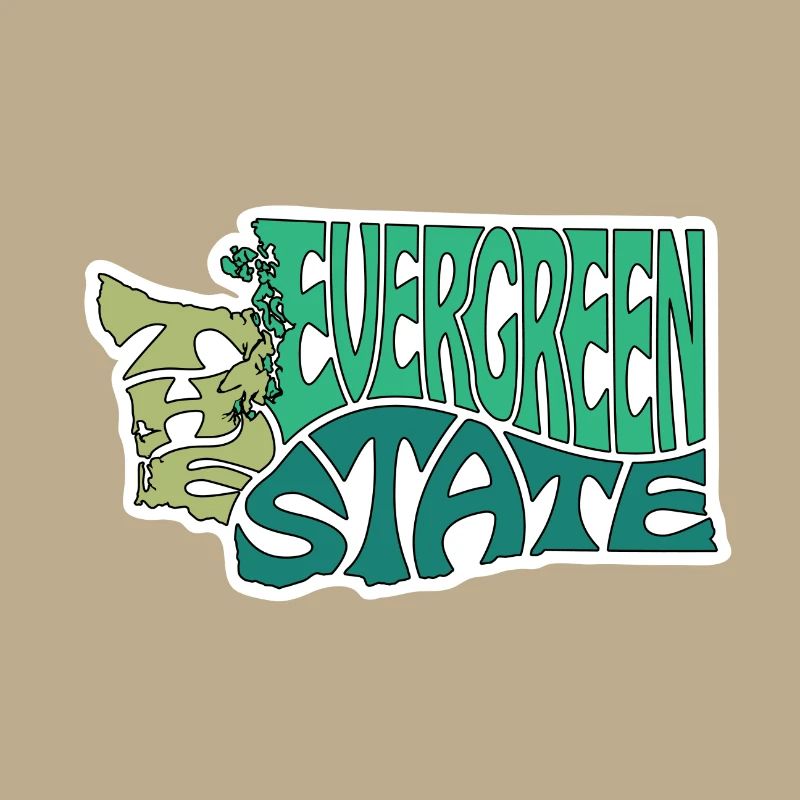 The Evergreen State Washington Map Word Cloud