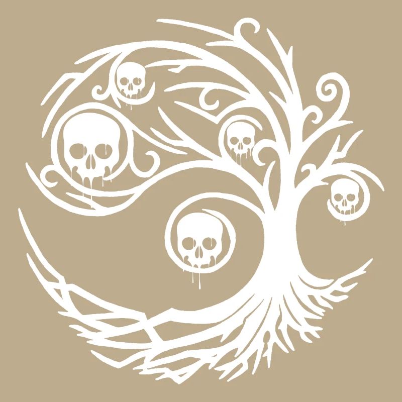 White tree with skulls