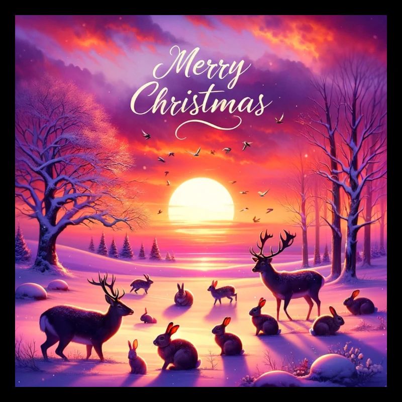 Merry Christmas Deer & Rabbit