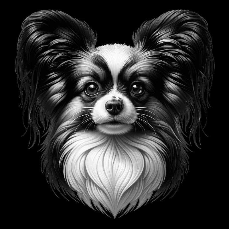 Continental Miniature Spaniel monochrome