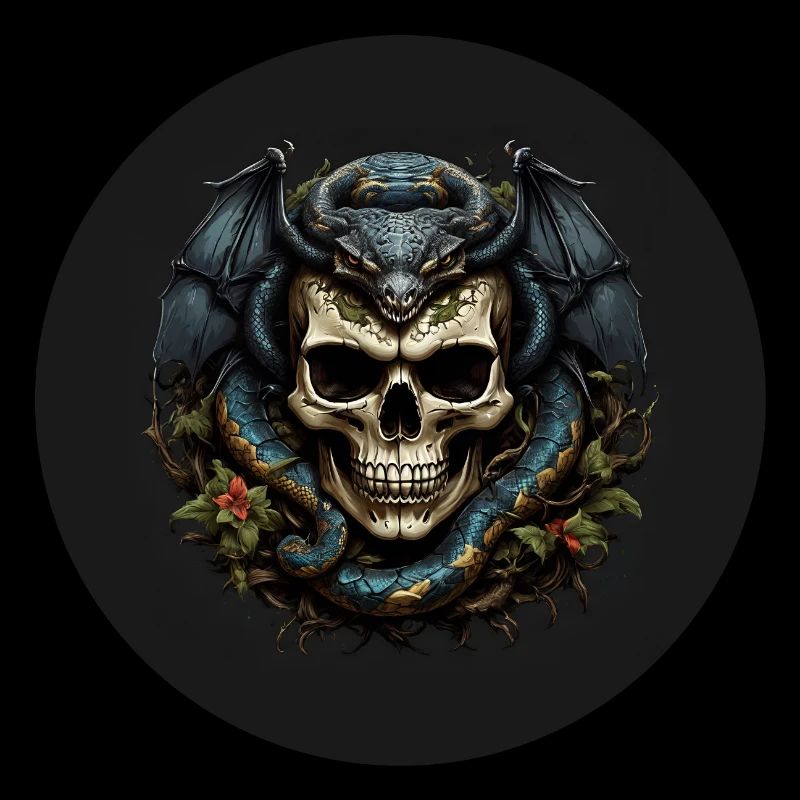 Dekorativer Schädel mit Schlangen