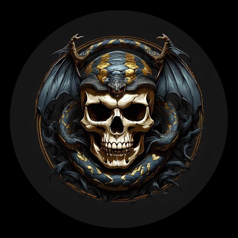 Dekorativer Schädel mit Schlangen