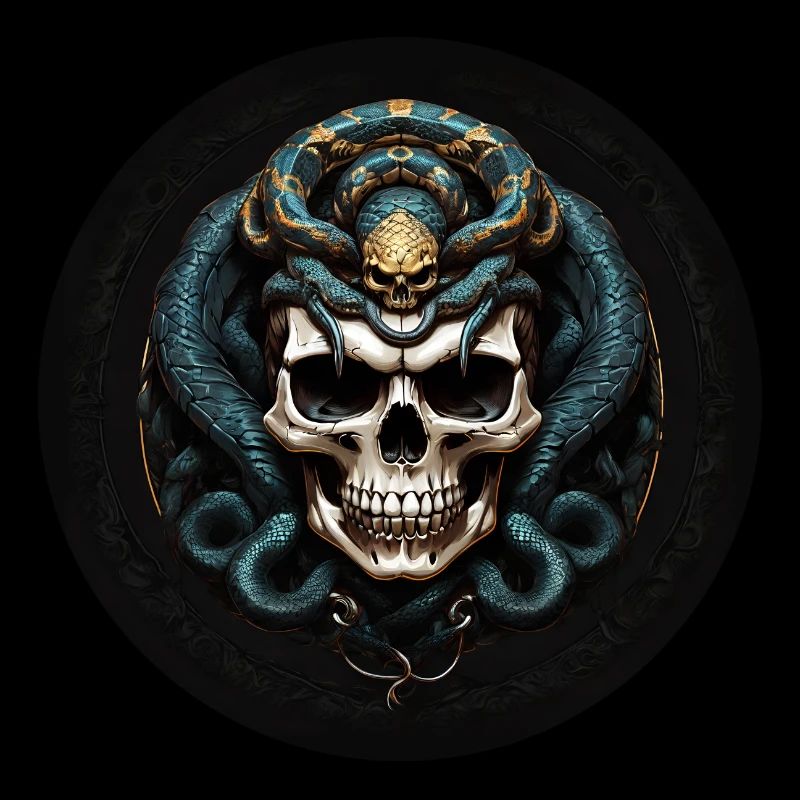 Dekorativer Schädel mit Schlangen