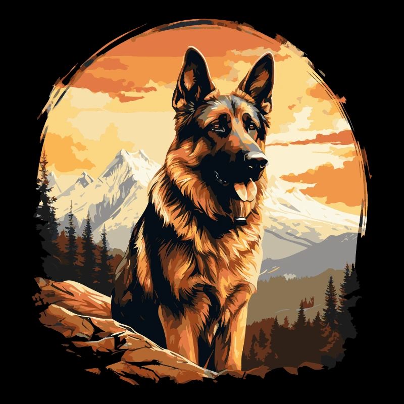 Deutscher Schäferhund in den Bergen