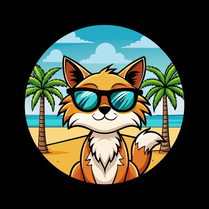 Lunettes de soleil de race de chat somalien de dessin animé plage