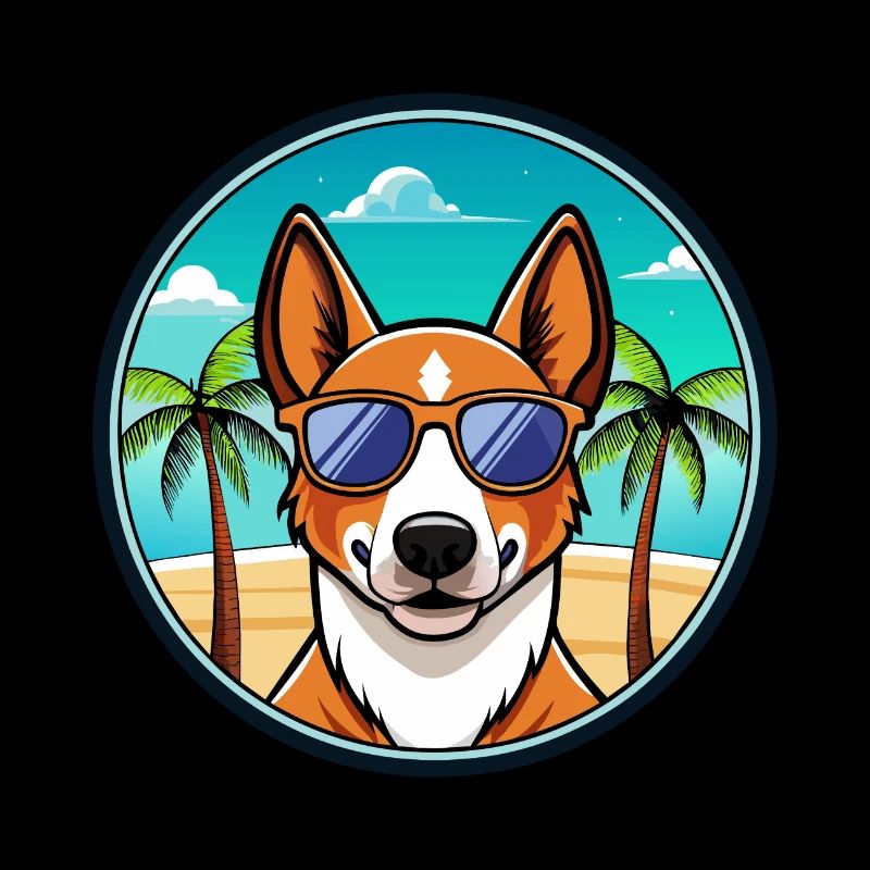 Basenji Hunderasse Cartoon Sonnenbrille Strand