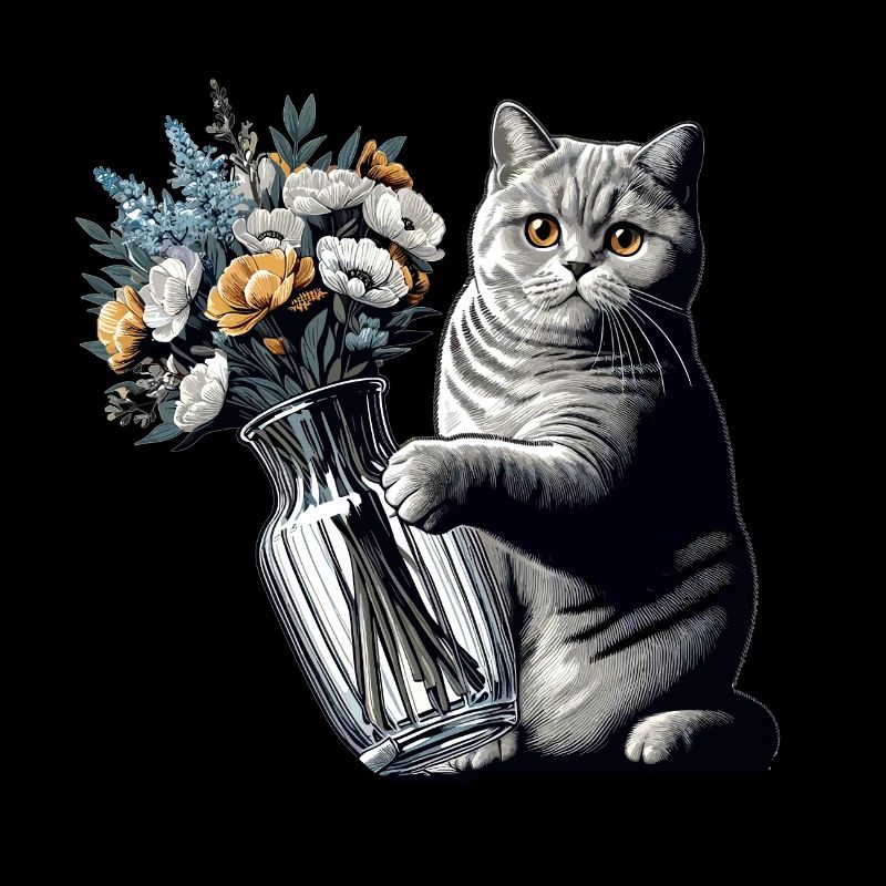 BKH Britisch Kurzhaar Katze Vase umkippen Geschenk