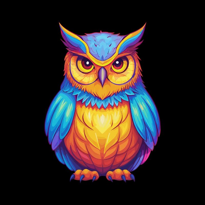 Große gehörnte Eule Bunter Kawaii Cartoon Vogel