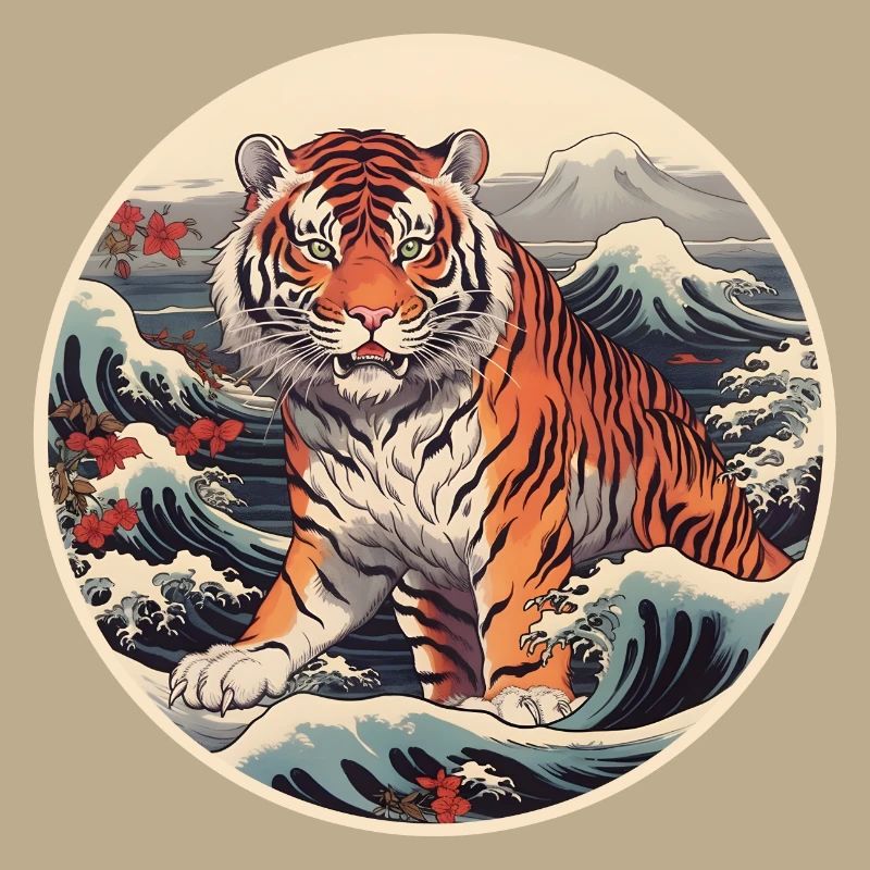 Tiger wave Ukiyo-e Hokusai