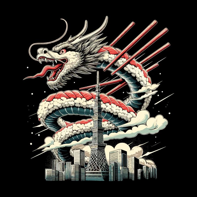 Sushi Drache Tokio Geschenk