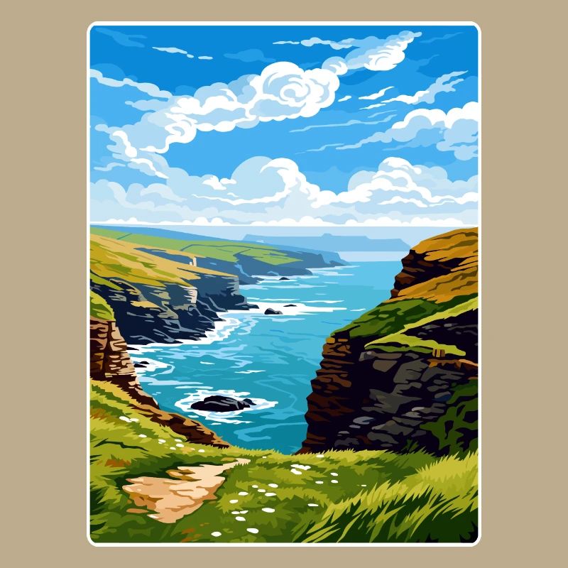 Boscastle Cornouailles Angleterre Affiche de voyage souvenir