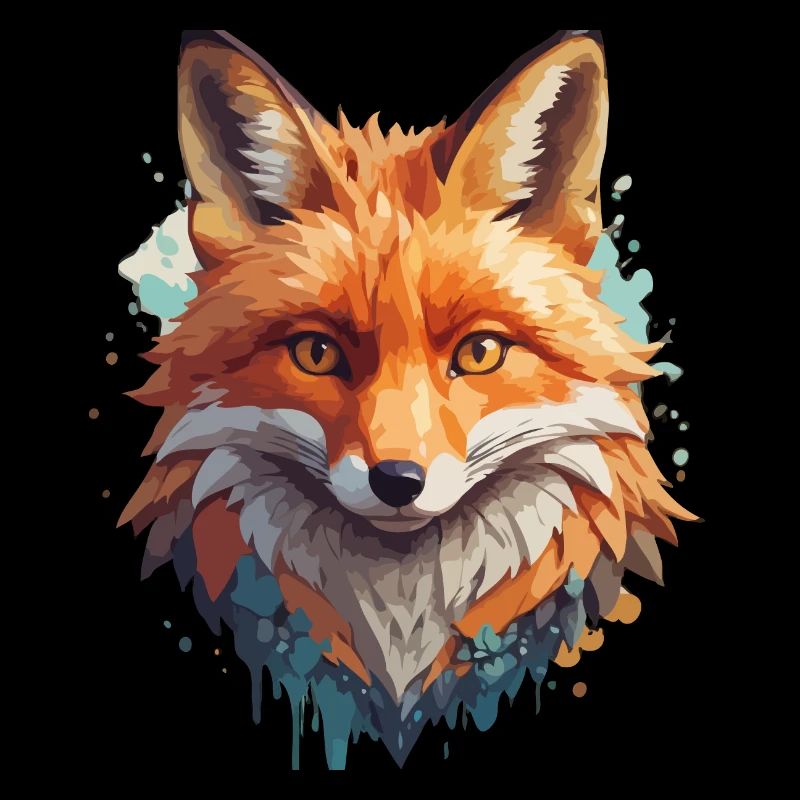 Fox Cartoon Portrait Cool Colorful