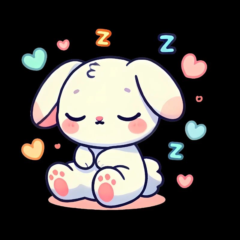 Lapin endormi Illustration pastel