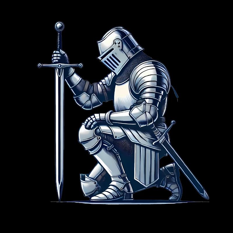 Kneeling Medieval Knight Illustration