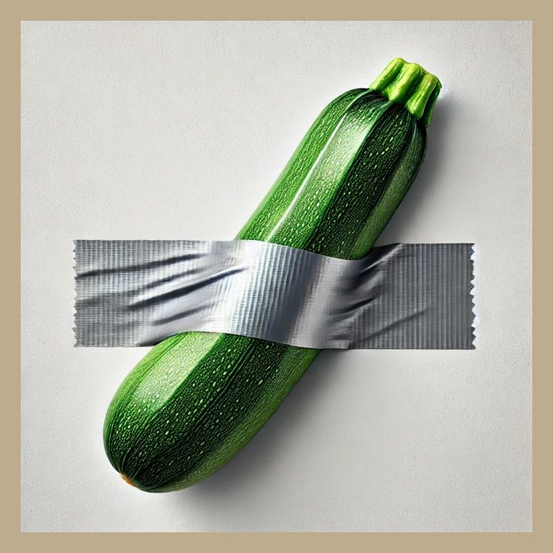 Zucchini framed by ribbon